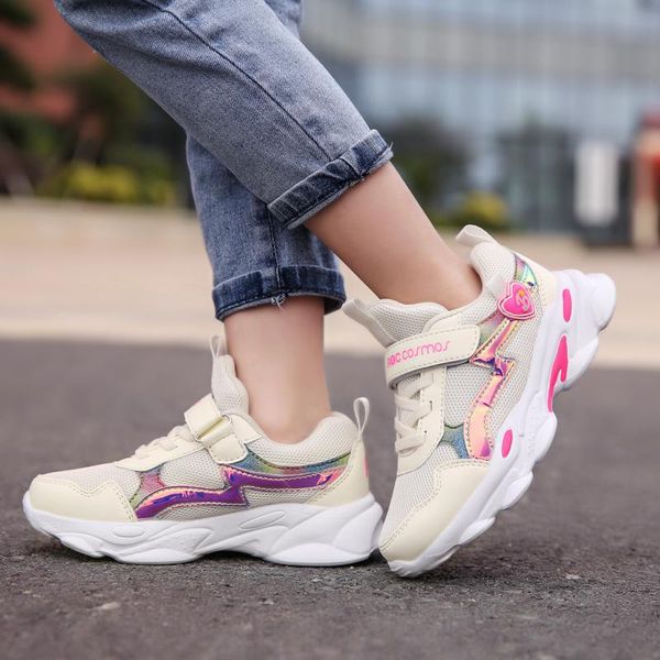

20 new girls white casual sports mesh shoes baby shoe breathable non-slip student shoes princess fashion pink girl kdis, Black