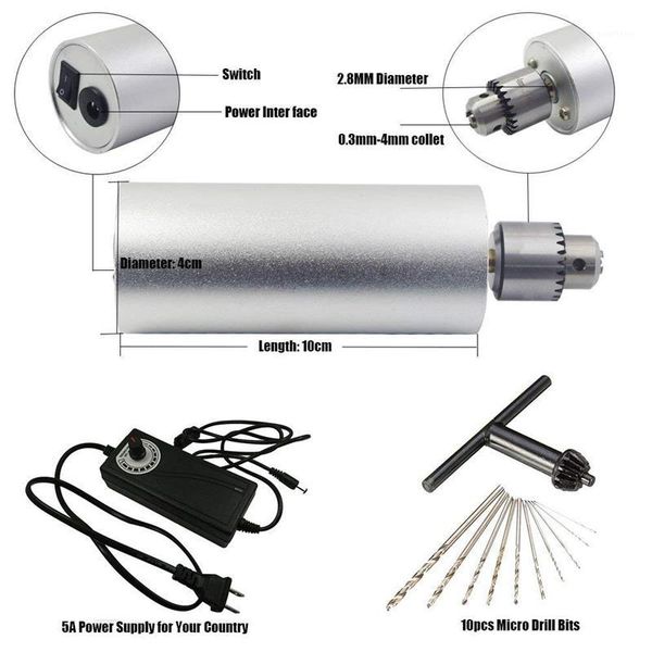 

0.3mm-4mm adjustable mini electric hand drill aluminum portable handheld drill for diy pcb with 2a dc5v-12v power supply co1