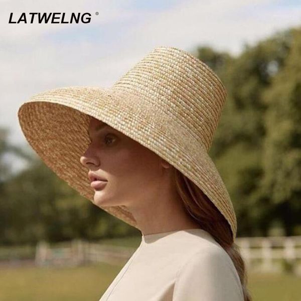 

wide brim hats wholesale fashion lamp shape sun for women summer beach hat ladies high straw uv protection hat1, Blue;gray