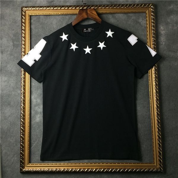 

men's 3d embroidery star basic short-sleeved t-shirt 21091503 zlry, White;black