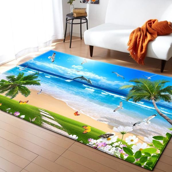 

carpets 3d ocean world fish group large carpet beach seaside rugs livingroom bedroom parlor hallway bath mats children room floor rug1