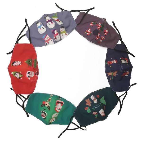

new fashion christmas face mask dust-proof breathable santa claus elk printing mask for men and women xmas face masks can insert filter