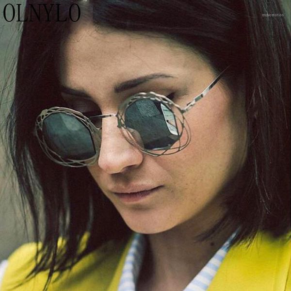 

new luxury round sunglasses women brand designer retro alloy frame big sun glasses vintage mirror oculos feminino de sol1, White;black