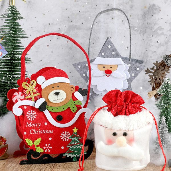 

moose present santa gifts bags non woven snowman xmas tree candy gift storage bag