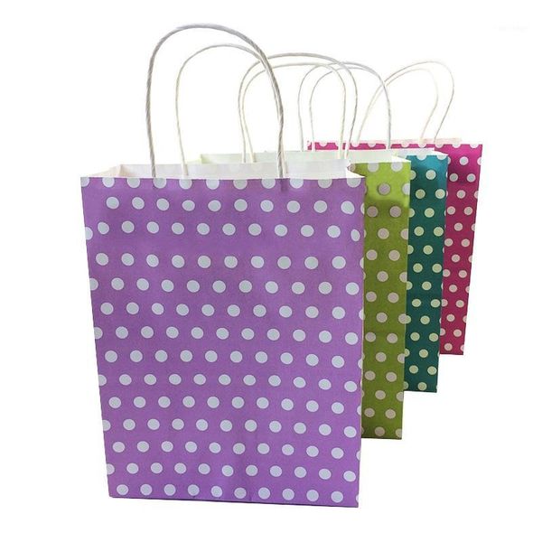 

gift wrap 10pcs/lot dot colorful paper bag with handle 27*21*11cm party package bags environmental protection candy decoration1