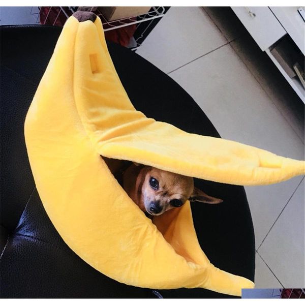 

banana shape pet dog cat bed house mat durable kennel doggy puppy cushion basket warm portable dog cat supplies s/m/l/xl udh7a