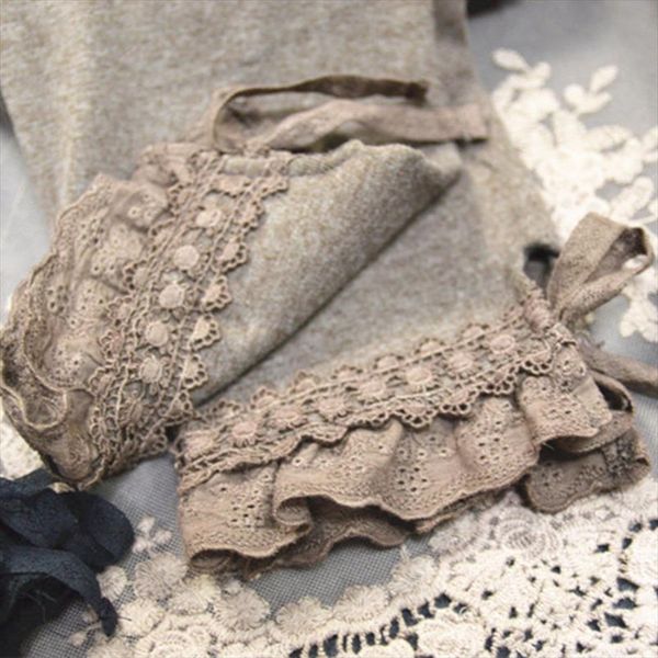 

spring autumn lace layer section leggings women solid color bow casual sweet elastic waist cotton female leggings z040, Black