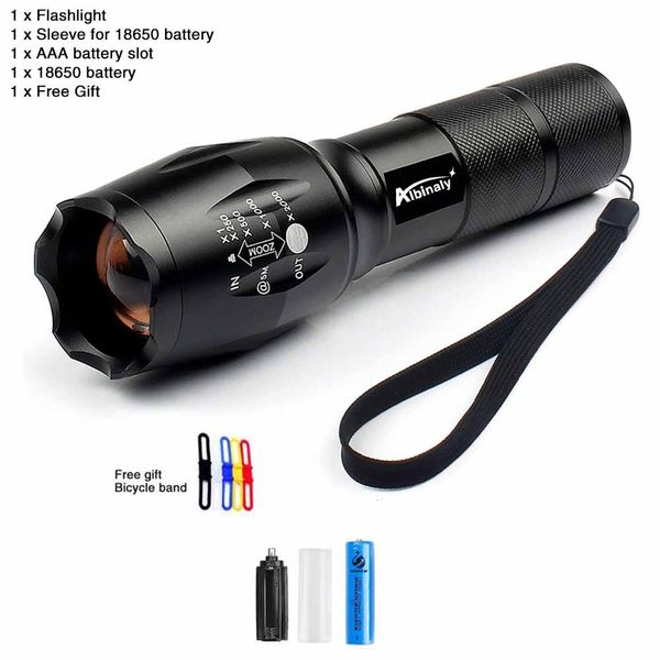 

powerful led flashlight 5 modes waterproof zoomable tactical torch camping light use 18650 lithium battery for riding hunting bbyxsi
