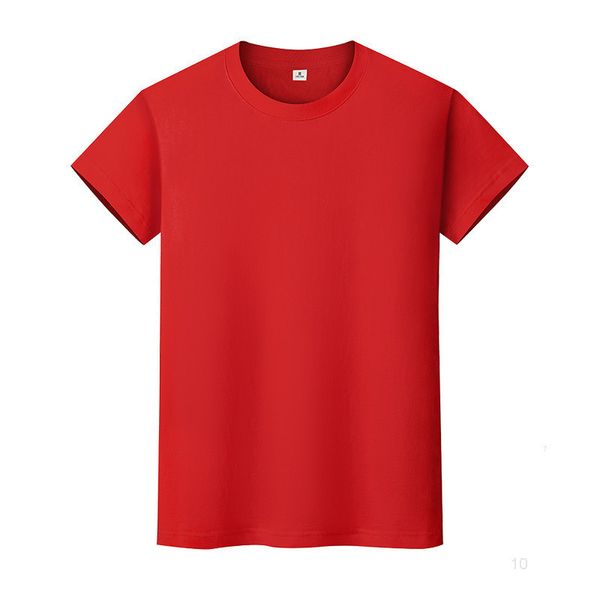 

new round neck solid color t-shirt summer cotton bottoming shirt short-sleeved mens and womens half-sleeved se4eio