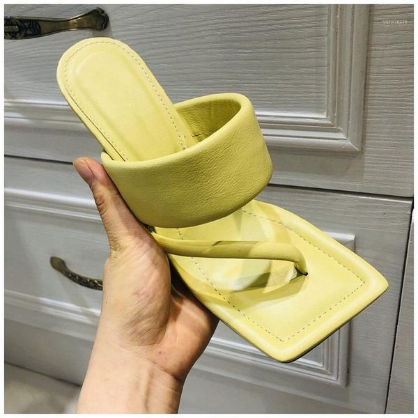 

toe square 2020 new design thin high heel slippers summer outdoor slip on dress shoes ladies elegant slides sandal1, Black