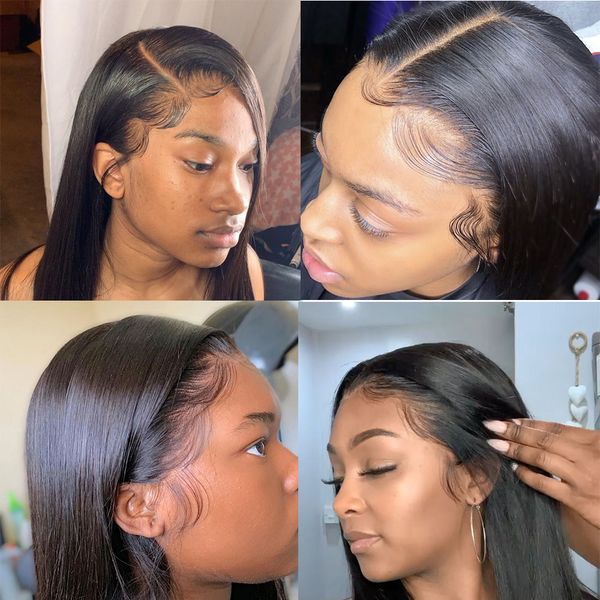 

lace front human hair wigs pre plucked 13x4 brazilian hd frontal straight lace front wig human hair wigs glueless full lace wigs, Black;brown