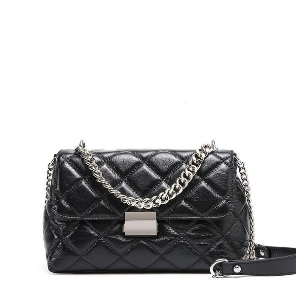 

new women's small fragrance leather crossbody bag shoulder ribbed chain bag mini strap leather covered pouch