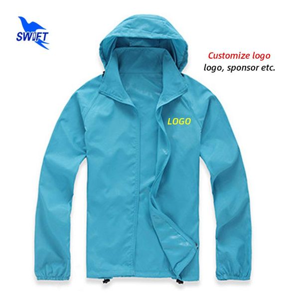 

outdoor jackets&hoodies customize logo 2021 men women hooded sunscreen jacket waterproof hiking coat upf40 sun protective sportswear thin to, Blue;black