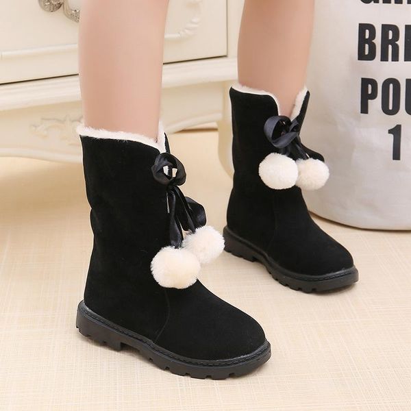 

boots kids girls sweet ankle winter children cotton shoes plus velve princess two style for sky001, Black;grey