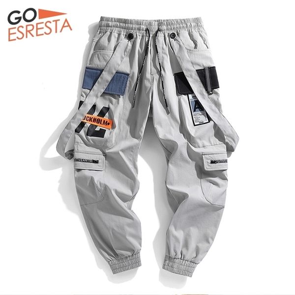 

casual men cargo trousers printing loose harem joggers sport large size menstreetwear clothing hip-hop pants men 201218, Black