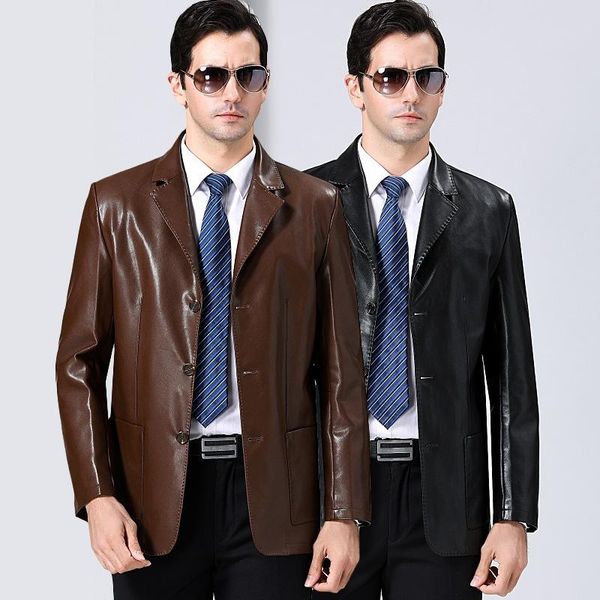 

brand suit men's leather men's sheep skin suit collar leather jackets cultivate morality, White;black