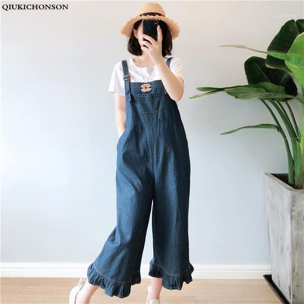 

sleeveless jeans jumpsuits women spring summer korean casual plus size romper ruched bottom pockets design denim overalls1, Black;white