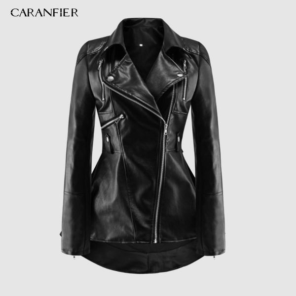 

caranfier pu leather motorcycle jacket women autumn fashion outerwear cool slim fitness female goth casual coat c1024, Black;brown