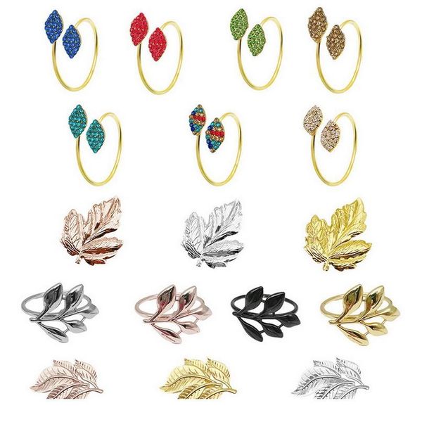 

6pcs/set napkin ring set gold dinning table decoration leaves metal napkin holder hawaii napkin buckle wedding par qylpbp