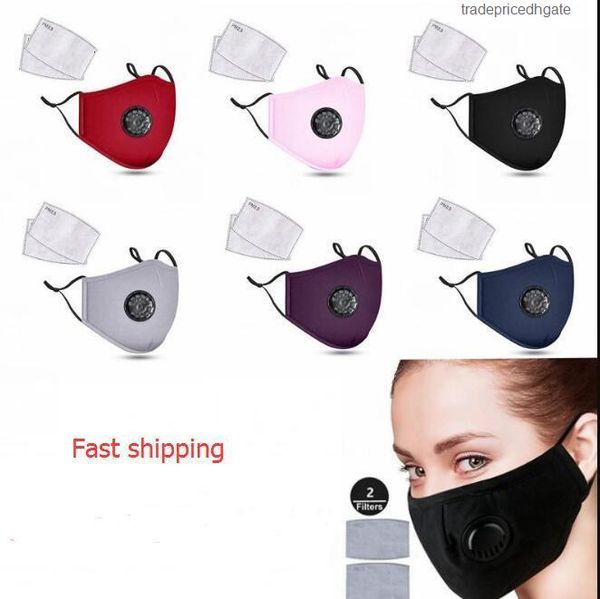 

face fashion cotton dhl masks breath quality valve pm2.5 mouth anti-dust reusable fabric mask with 2 filters insi