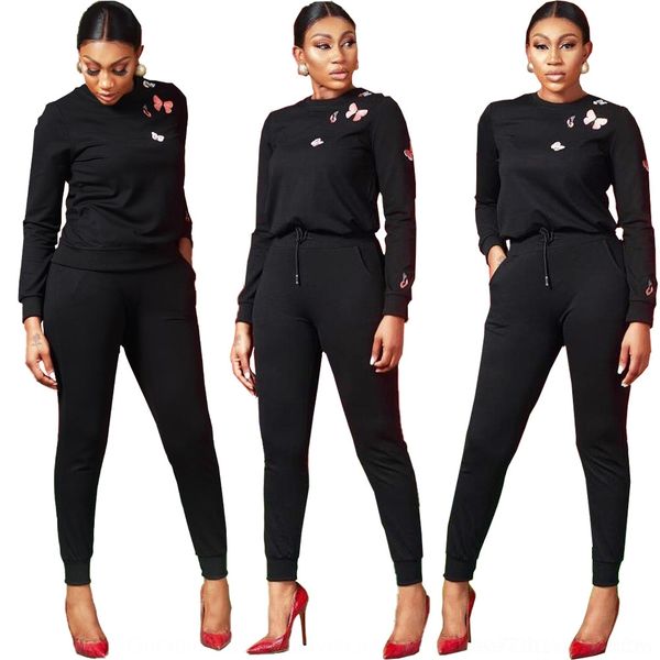

ouewq dn83072019 autumn women's personalized embroidered butterflyembroidery suit two-piece set dn83072019 e butterfly personalized wom, Gray