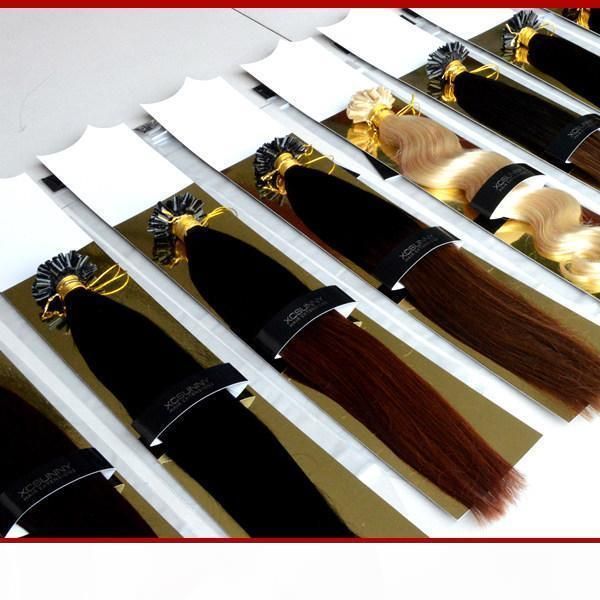 

xcsunny keratin nail tip u tip hair extensions 18" 20" malaysian human hair 100g 1g s u tip keratin fusion human hair extension, Black