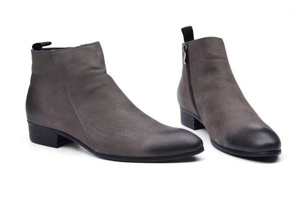 

boots ankle men shoes botas hombre casual slip-ons work genuine leather black brown round toe pointed cow leather1