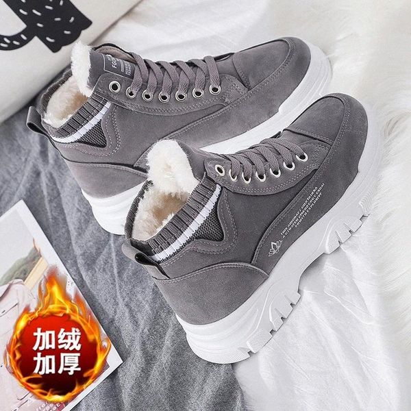 

2021ladies casual shoes lace-up fashion sneakers platform snow boots winter women boots warm plush women's shoes zapatos de mujer #7a1y, Black