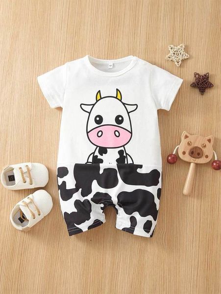 

baby cow print romper she, Blue