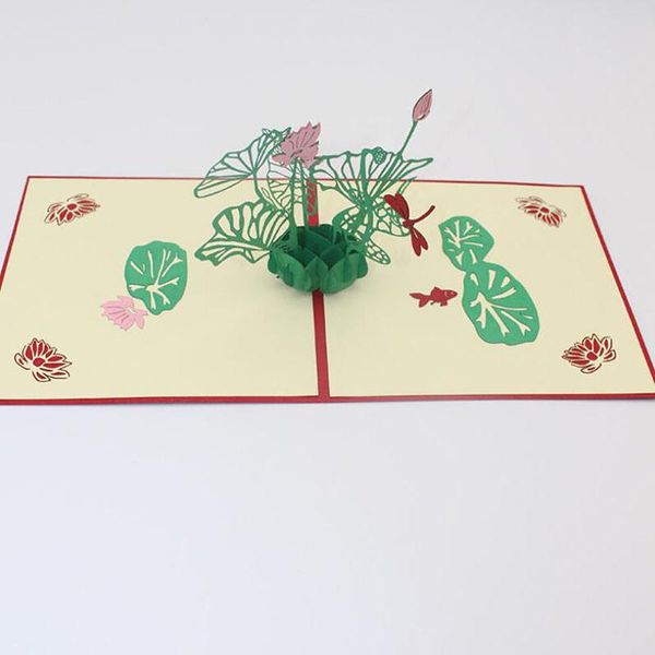 

creative 3d greeting card diy water lily teacher's day mid-autumn festival christmas paper carving greeting cards