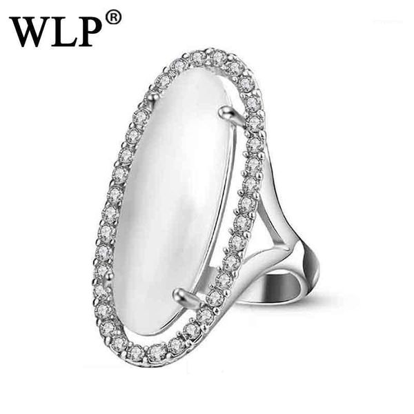 

wlp 2018 new fashion rings big opal stone ring rhinestone women antique ladies wedding party ring gorgeous, Golden;silver