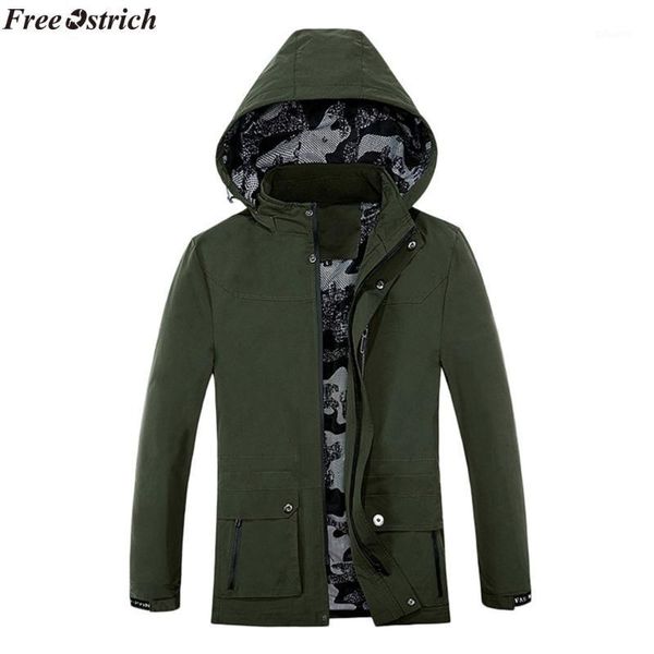 

ostrich men jacket 2020 men's autumn winter casual fashion pure color jacket button outwear coat ,windproof1, Black;brown