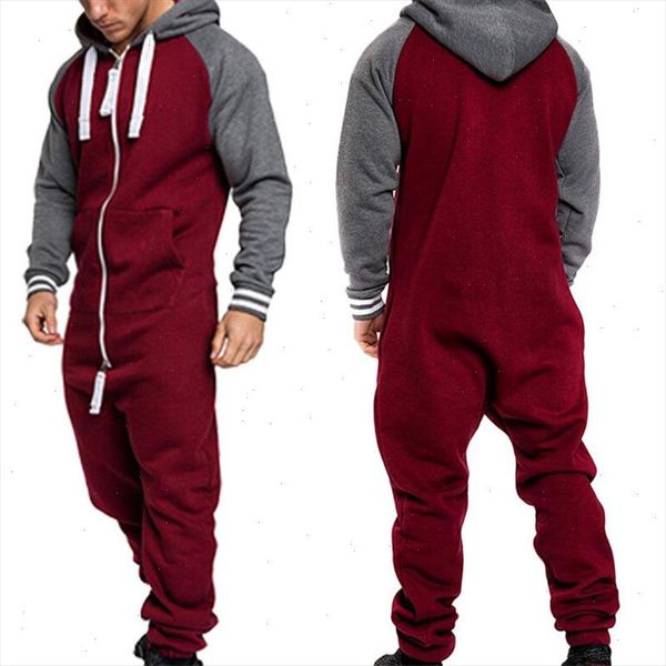 

2021 winter mens warm plus size 3xl home and outwear one piece mens striped sleeve cargo trouser jumpsuit overalls, Gray