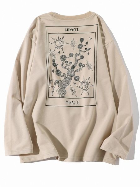 

men floral and letter graphic long sleeve tee 12pn#, White;black