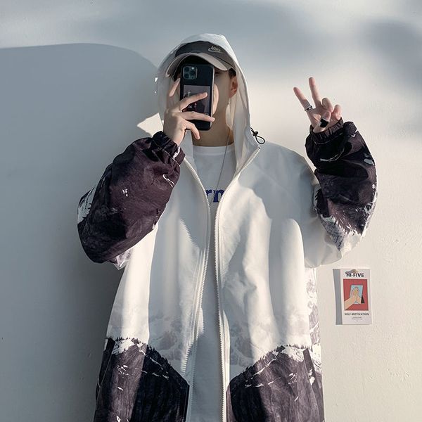 

2021 men's spring and winter new jackets printed contrast double-sided jacket young clothes csl7, Black;brown