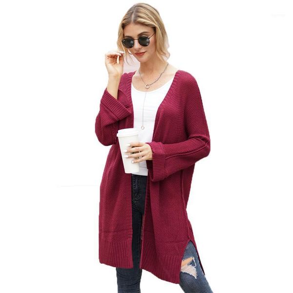 

winter christmas sweater knitted cardigan women solid long sleeved paragraph autumn plus size clothes dames vesten lange mouw1, White