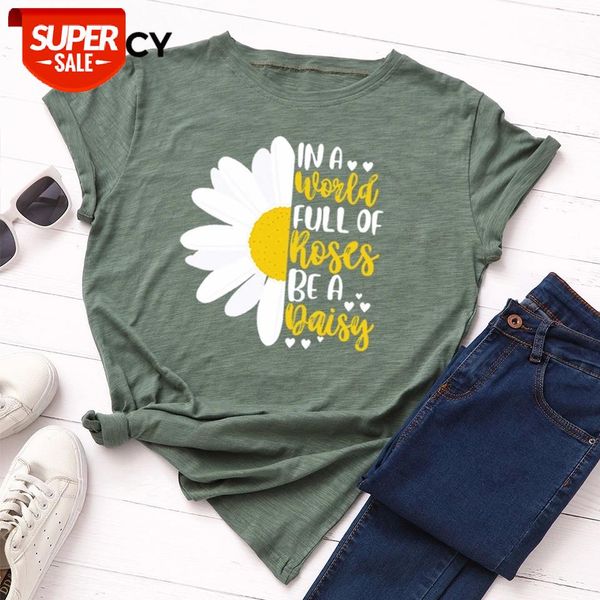 

jfuncy plus size summer t-shirt women cotton t shirt new sunflower printed tshirt short sleeve loose woman female tee shirt #y87c, White