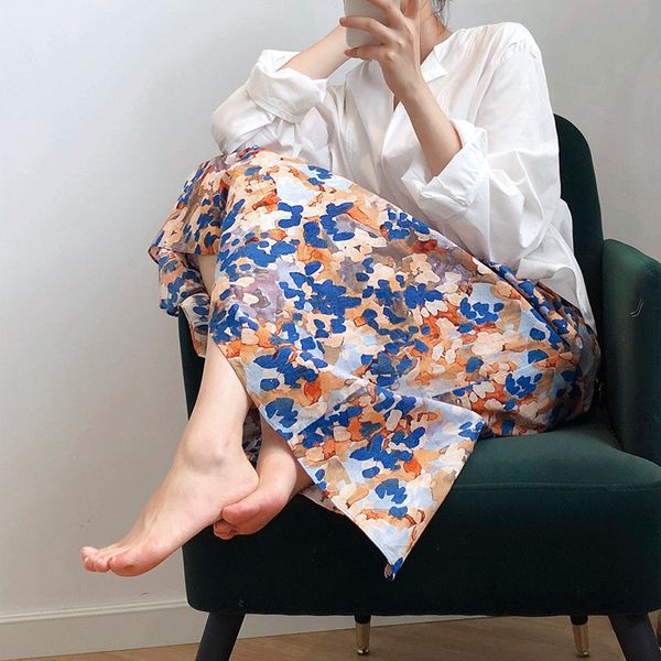 

2021 porto midi female spring new oil painting an elegant zipper line korean skirt fashion 102d, Black