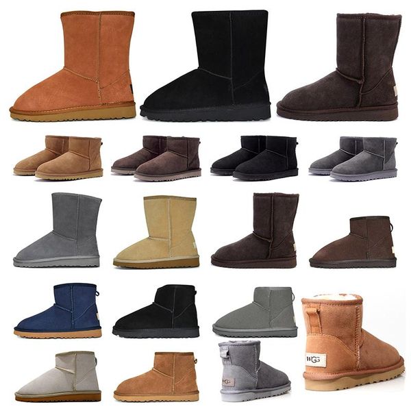 

2021 новые женщины классические снегоступы лодыжки короткий мех зима ботинок черный каштан холодные серые женщины дамы девушки пинетки разме, Black