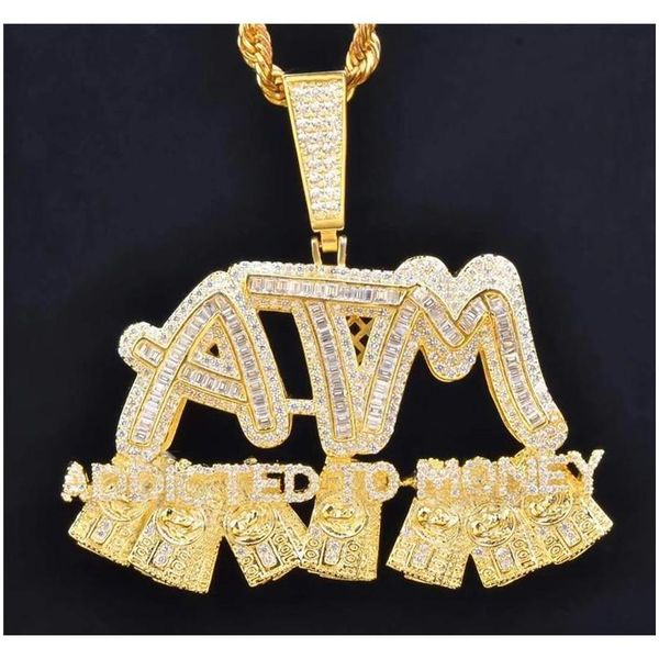 

iced out addicted to money pendant gold silver plated micro paved cubic zircon mens h wmtotr new_dhbest