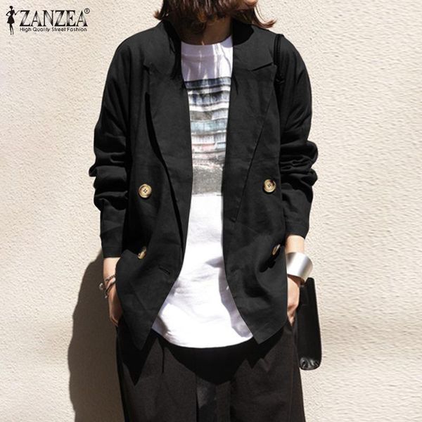 

women's suits & blazers 2021 zanzea elegant autumn women causal long sleeve blazer coat femme suit solid thin outwear office ladies jac, White;black