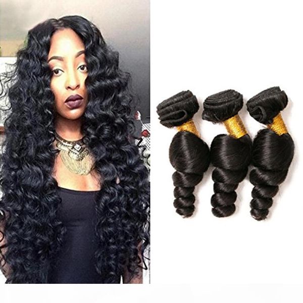 

3pcs lot loose wave 7a brazilian virgin hair weave extensions natural wave unprocessed 100% human hair weave bundles natural black color, Black;brown