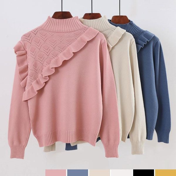 

2021 autumn winter women turtleneck sweater hollow slim bottoming sweater knitted pullovers long sleeved basic jumper r3091, White;black