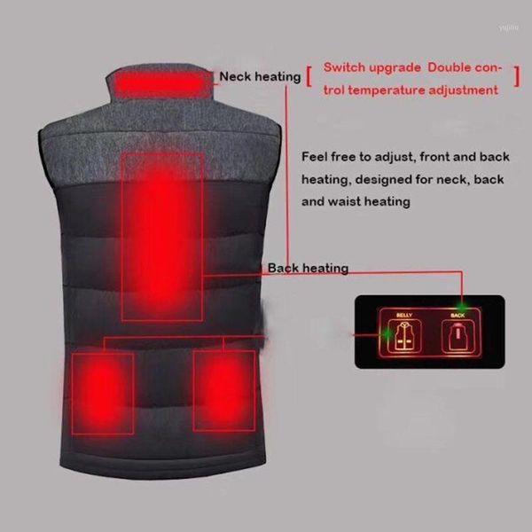 

outdoor t-shirts winter usb heating vest men double switch electric heated jacket for camping fishing warm1, Gray;blue