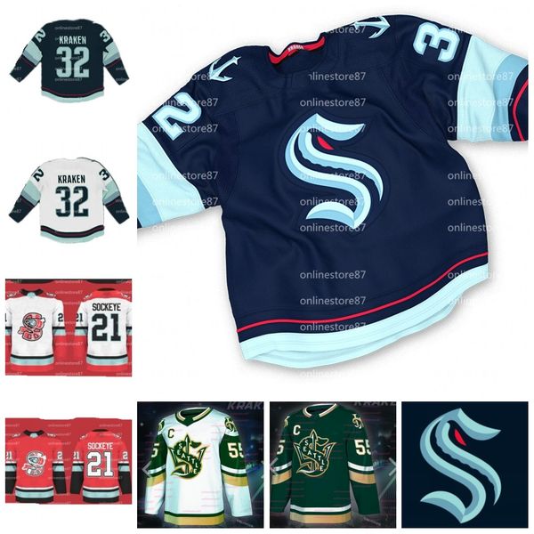 

2021 seattle krakens hockey jerseys 32 new team home jersey nunber customize any name and digit unisex, Black