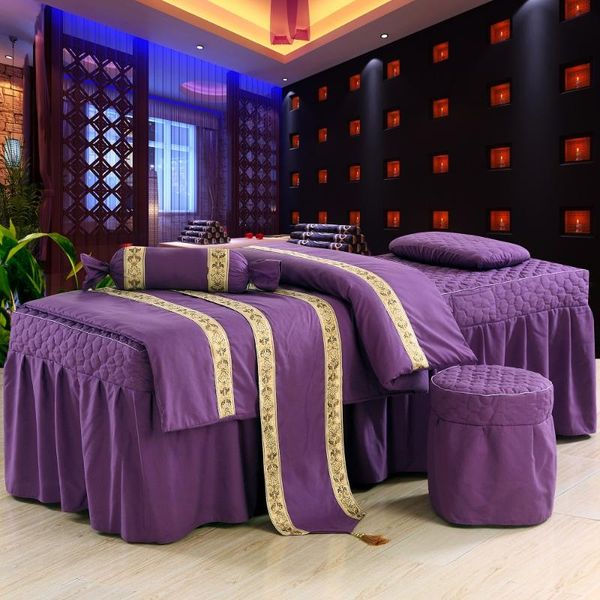 

4pcs/5pcs/6 brief cotton beauty bedspread embroidery ruffles bed skirt duvet cover for beauty parlor 70*190cm pink purple brown