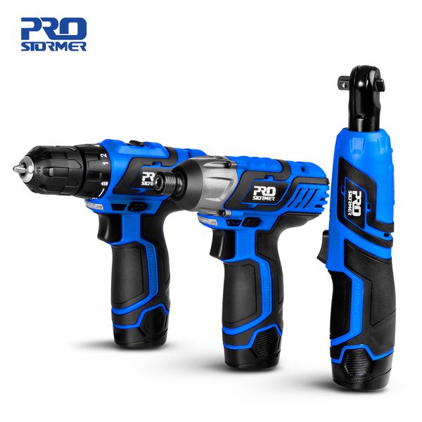 

12v cordless electric screwdriver drill machine ratchet wrench power tools electric hand drill universal battery by prostormer c1220
