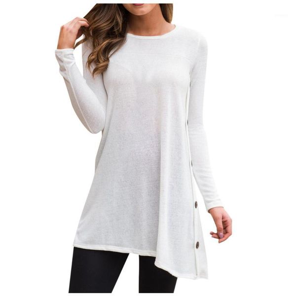 

oversized harajuku t shirt women button long t-shirt streetwear tshirt korean style women clothes 2019 poleras mujer de moda1, White
