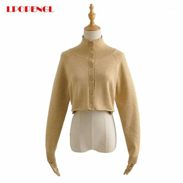 

spring summer women's pullover shirt 2021 fashion wild loose stand collar single breasted solid color long sleeve street style1, White