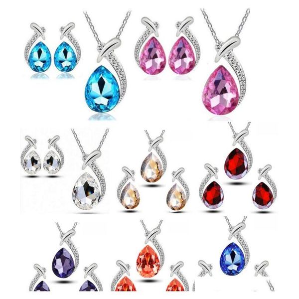 

fashion 925 silver fish beauty diamond jewelry zircon crystal earring necklace set valentine's day holiday gifts hj220 7megg